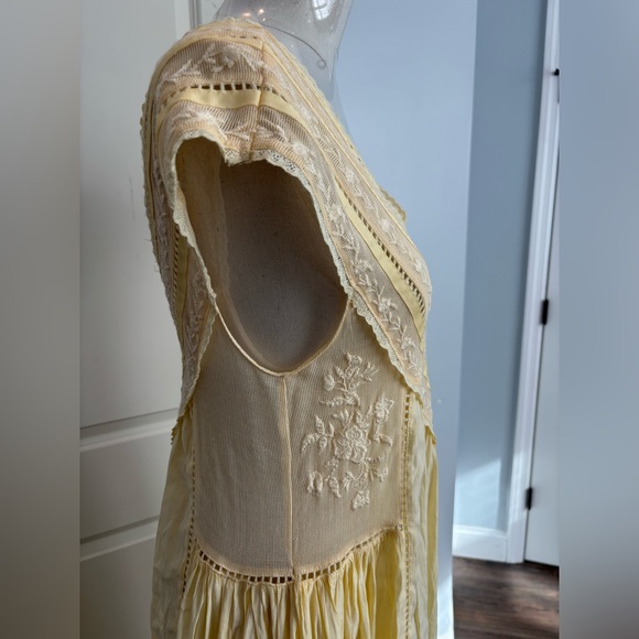Zara ZW Collection embroidered pleated maxi dress butter yellow - Picture 7 of 16